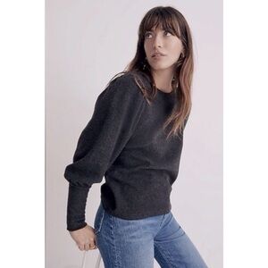 MADEWELL Charcoal Crew Neck Puff Sleeve Sweater Size Small
